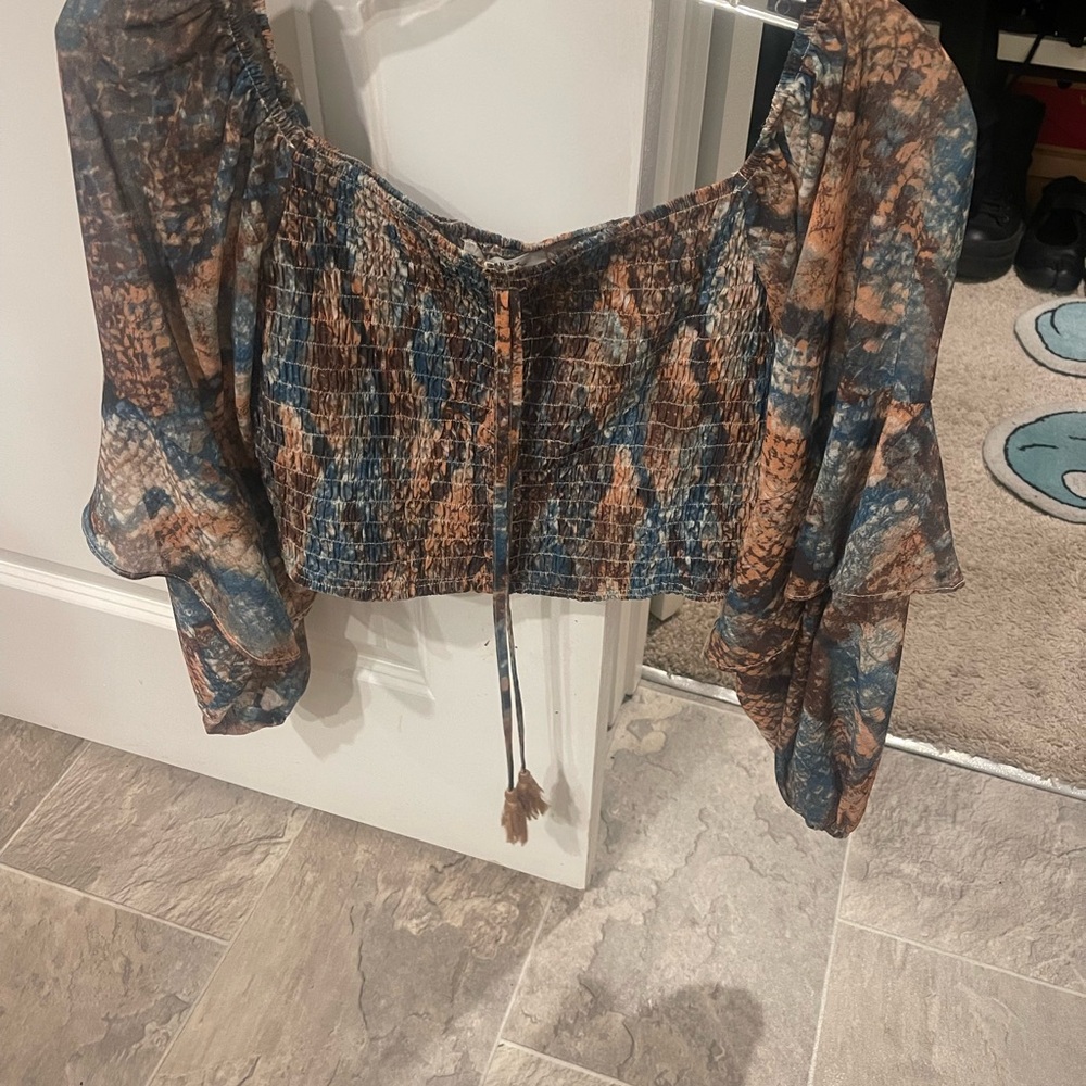 12th tribe Boho Chic Smocked Blouse